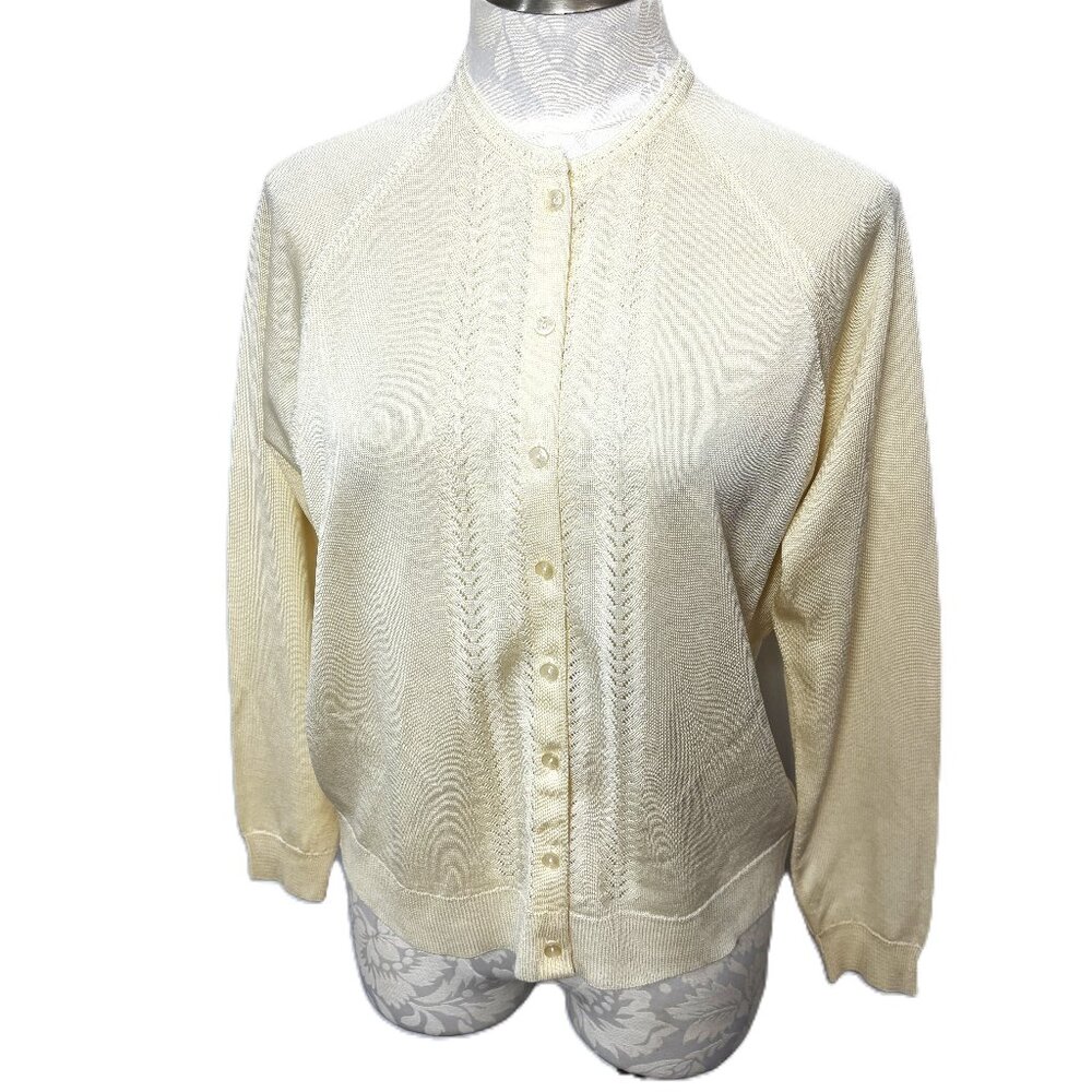 Vintage 50’s St Michael Cream Tricel knit fabric Sweater Size 18